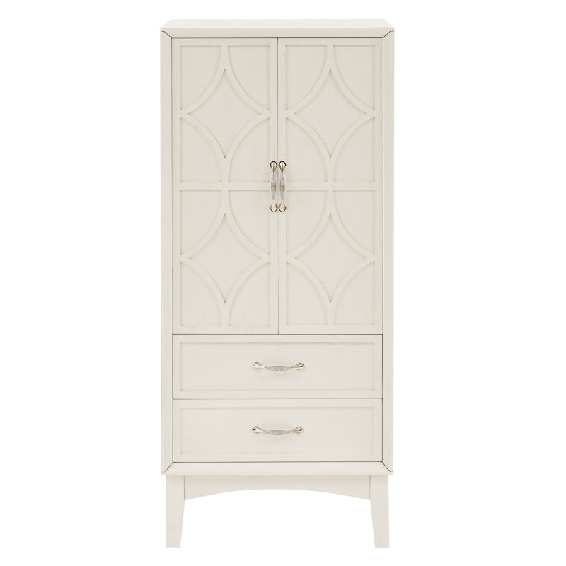Armoire d'appoint 53,5 po avec 2 tiroirs, Blanc antique
