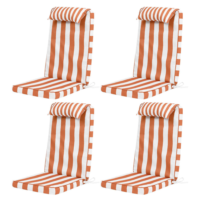 Veeva Deck Stripe Outdoor High Back Seat Pad (Set Of 4), Orange Checkered