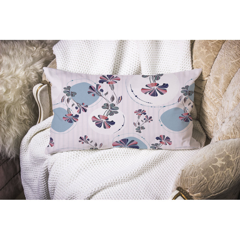 Circular Garden  Rectangular Throw Pillow, Blue/Pink