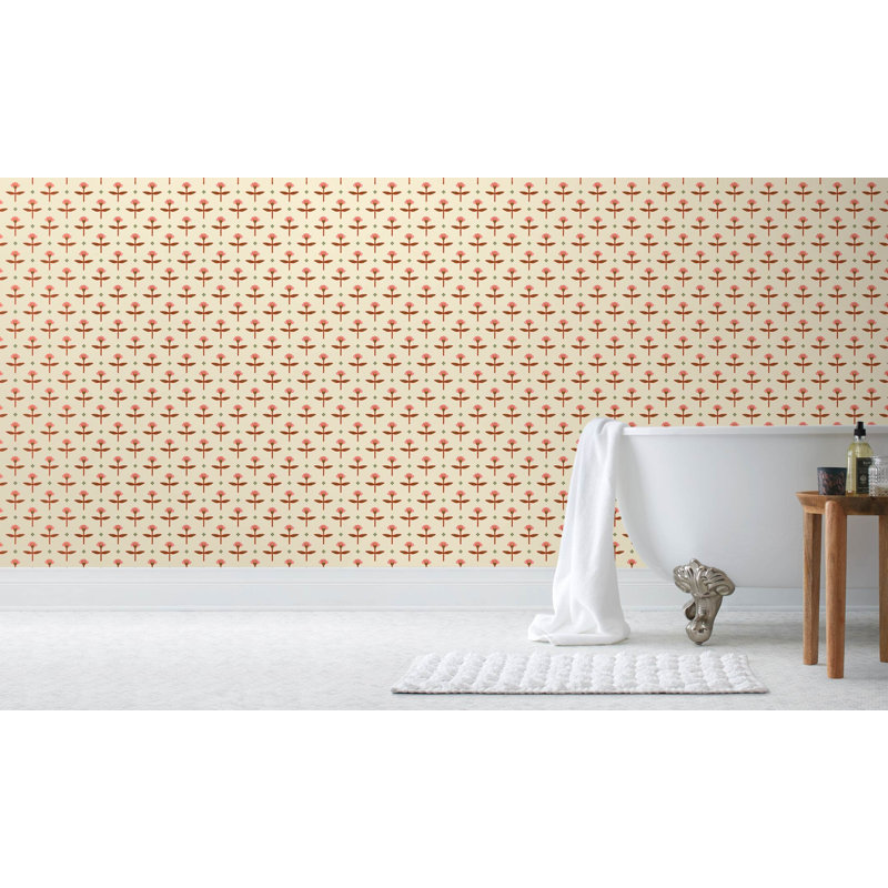 Zinnia Wallpaper | Traditional / Roll - 27" x 30', Parchment