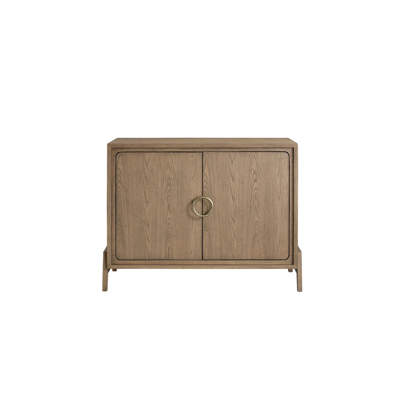 Desserte de 46 po à deux portes au fini latté avec quincaillerie sur mesure, portes d'armoire de rangement, design moderne plus doux, bois massif +, brun, profondeur de 47,55 po, largeur de 18,68 po, hauteur de 35,74 po, poids de 122,75 lb,