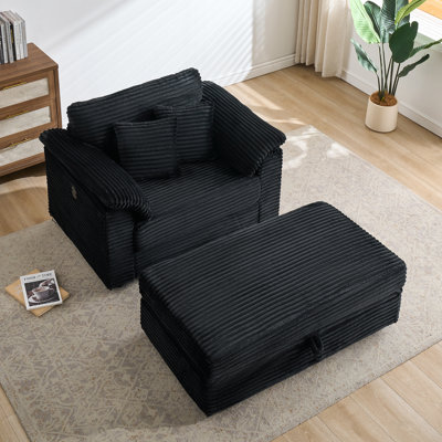 Canapé simple rembourré surdimensionné de 47 po avec repose-pieds profond et repose-pieds de rangement convenant au salon, à la chambre à coucher et au salon