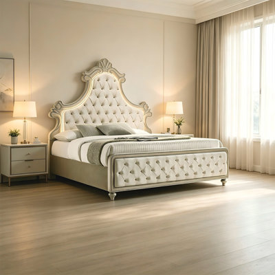 Lit rembourré King Size avec éclairage DEL