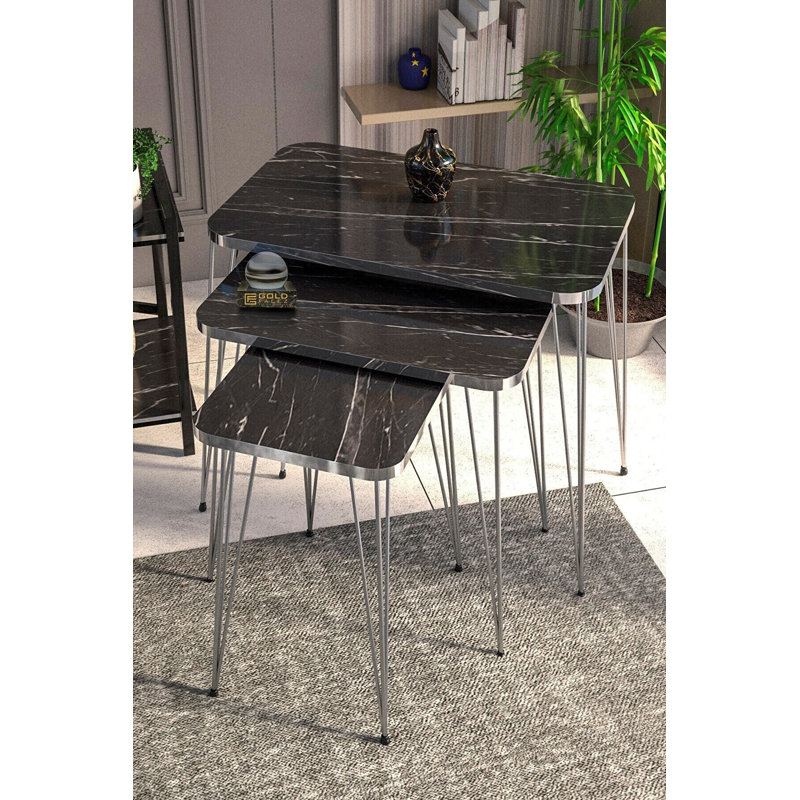 Marlon 24cm Console Table, Black Marble