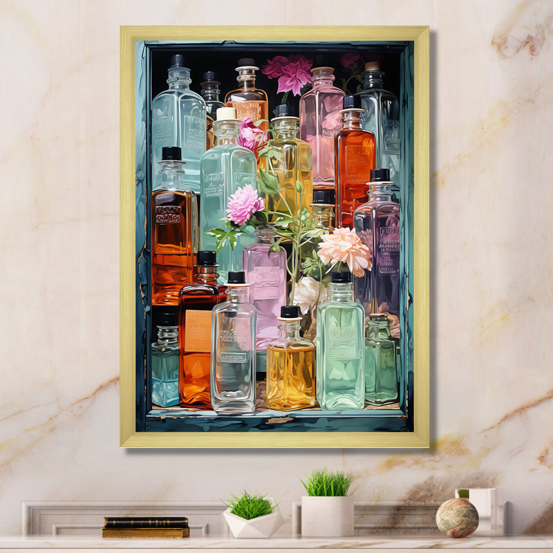 Toilette Elixir Of Beauty I - impression sur toile tendance, H 20 po x l 12 po x P 1 po, Encadrement doré