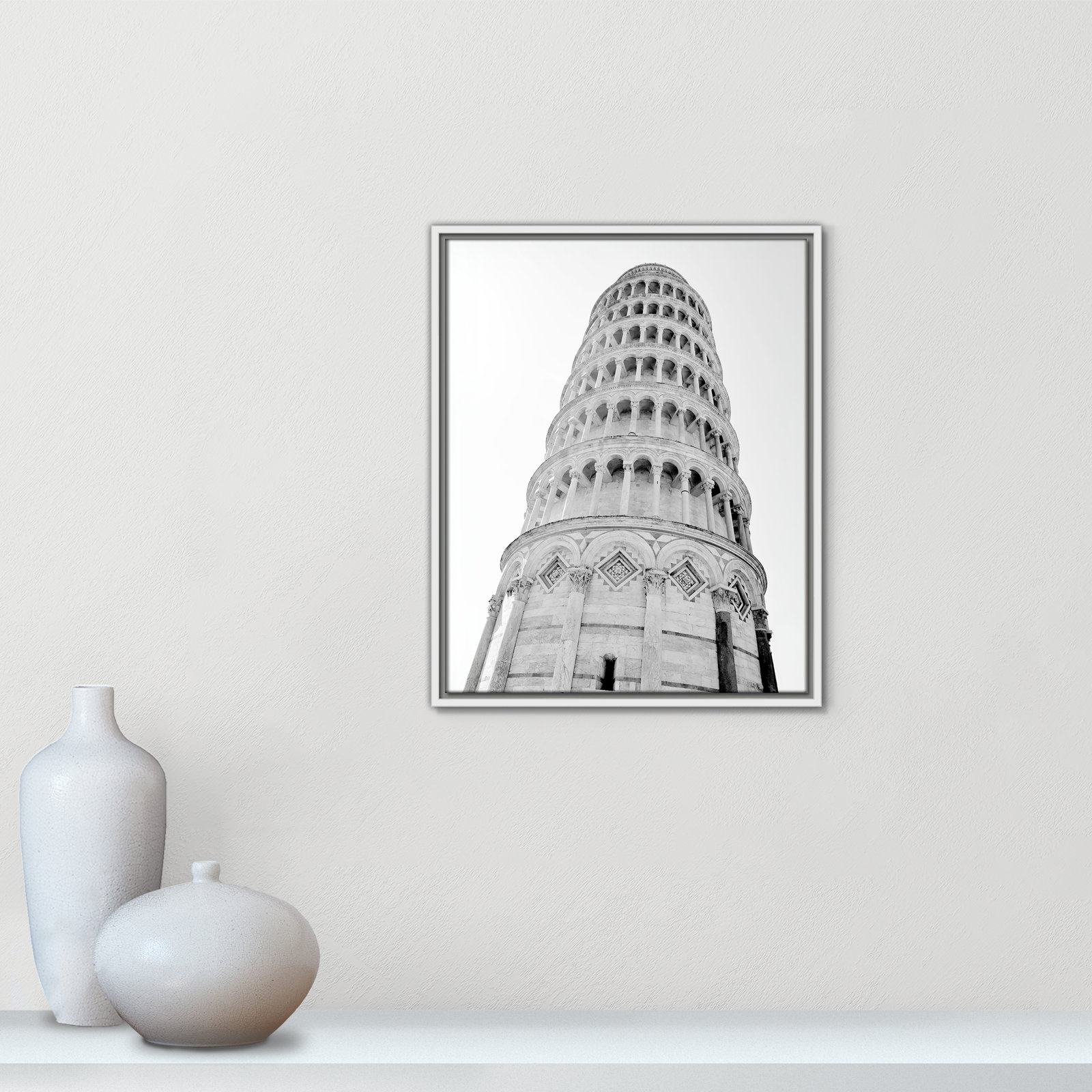 Iconic City Collection "Pisa" Print by Natalie Carpentieri, White Floater Frame, No, 21.5" H x 17.5" W x 2" D