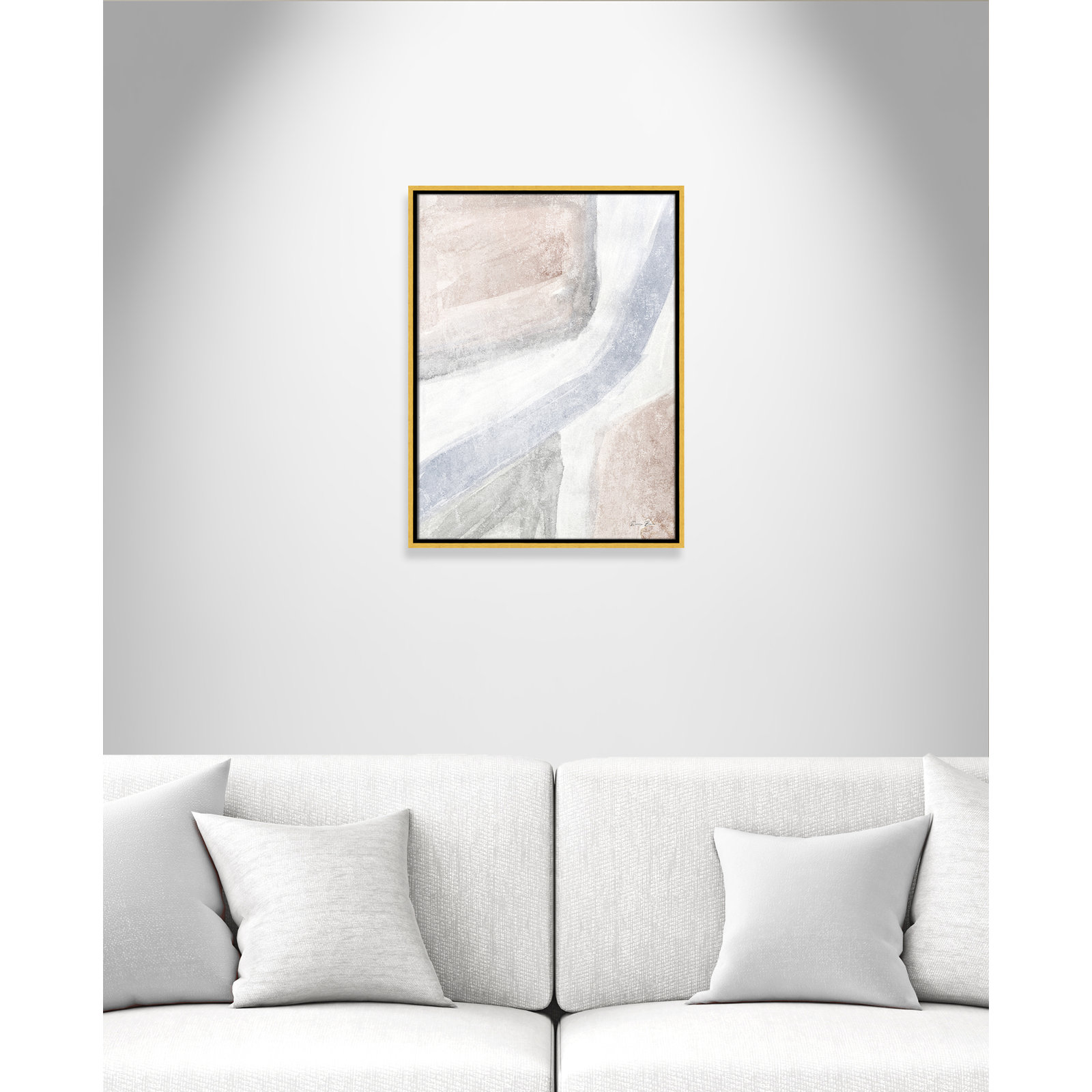 Helmsford "Soften 1" Painting, 25.5" H x 19.5" W x 2" D, Gold