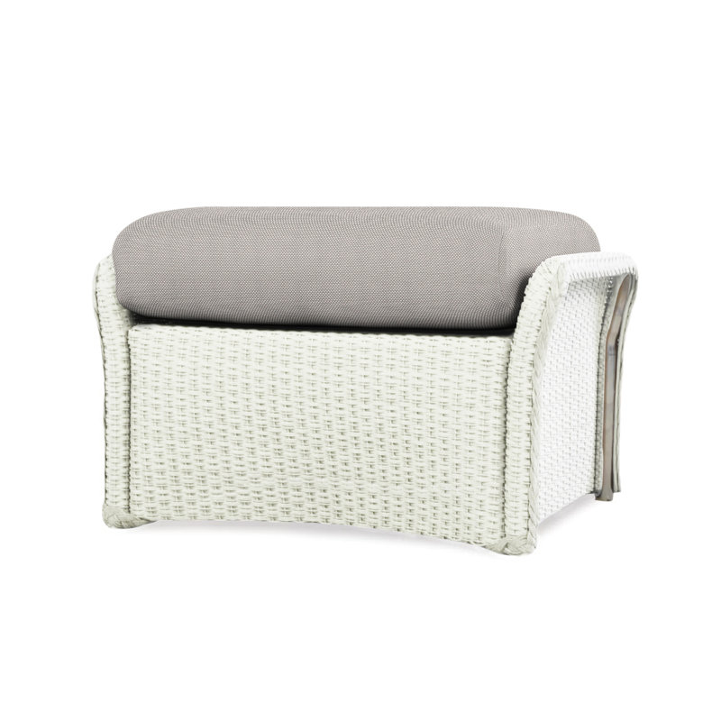 Weekend Retreat Outdoor Ottoman, Sailcloth Seagull, White