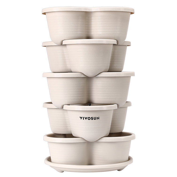 5 Tier Vertical Gardening Stackable Planter VIVOSUN Color: Ivory, Set of: 15