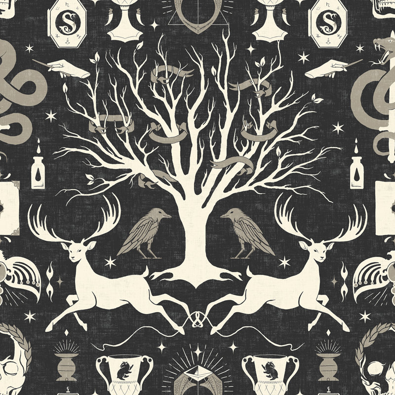 Harry Potter Horcrux Black Damask Peel and Stick Wallpaper