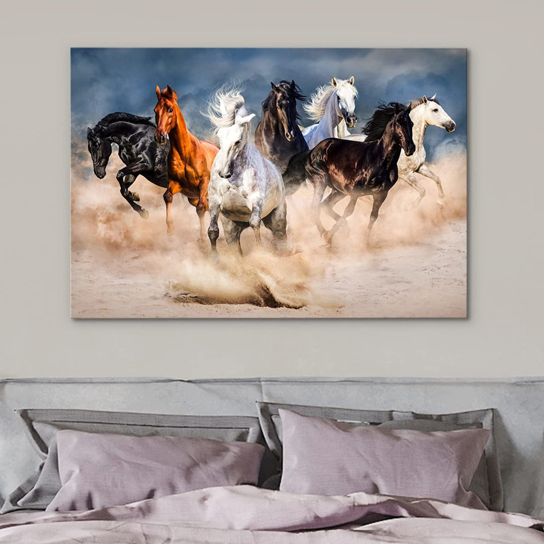 Running Horses " IDEA4WALL Canvas Print Wall Art Southwest Desert Texas Horse Stallions Animals Nature Photography Realism Rustic Landscape Portrait Wildlife Country For Living Room, Bedroom, Office " IDEA4WALL 