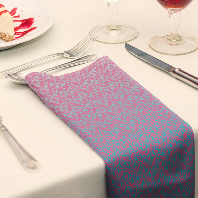 Serviette de coton art déco classic, Rose / Bleu, H 0,1 po x l 10 po x P 10 po, Sergé de coton