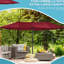Très grand parasol de patio de 15 pi, double avec évents, rouge vin pour la détente en plein air, cour protégée, terrasse, piscine