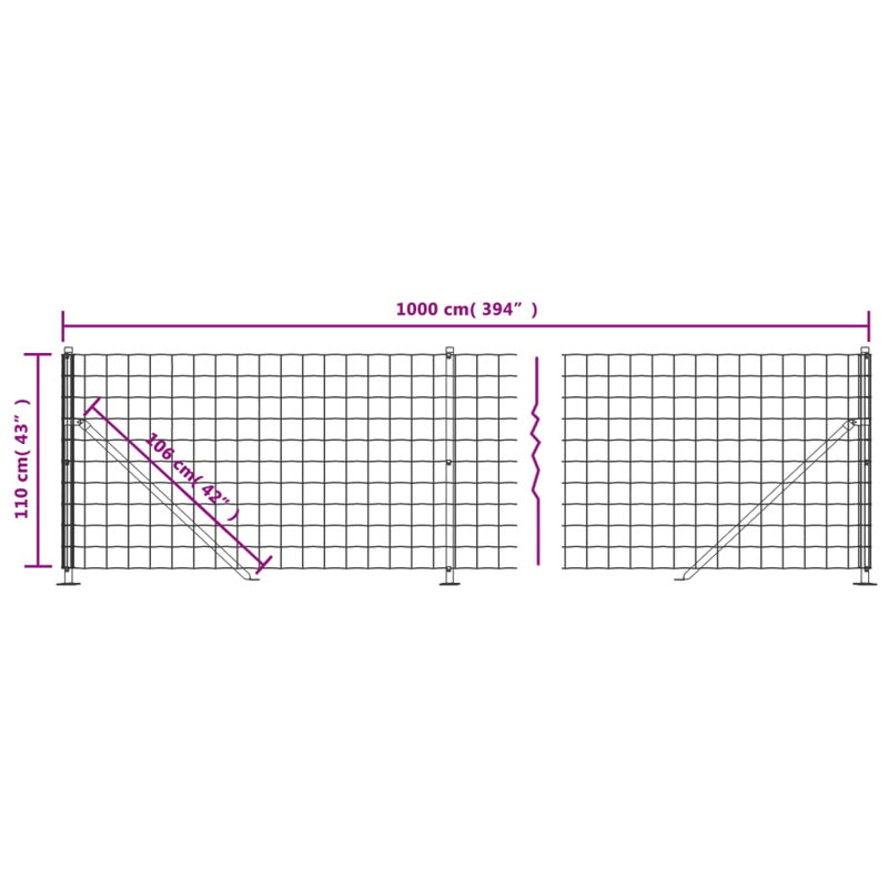 Annandale Green Metal Fence Panels, 1000cm W