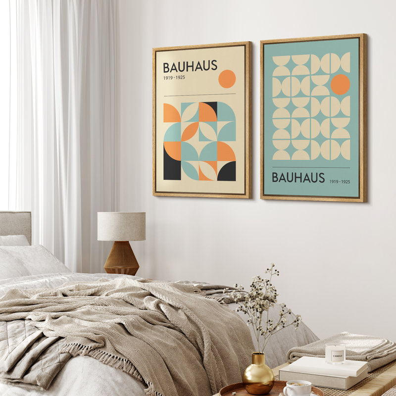 Reproduction d'art classique classique bleu sarcelle abstrait Mid-Century, H 36 po x l 48 po x P 1,5 po, Brun