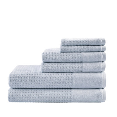 Spa Waffle Cotton Jacquard Antimicrobial Bath Towel 6 Piece Set