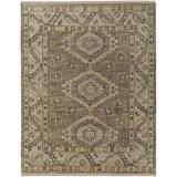 Narely Hand Knotted Wool Geometric Area Rug in Gray