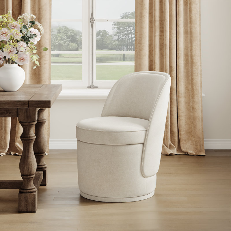 Petite chaise de salle à manger pivotante rembourrée avec rangement, sans assemblage, Beige
