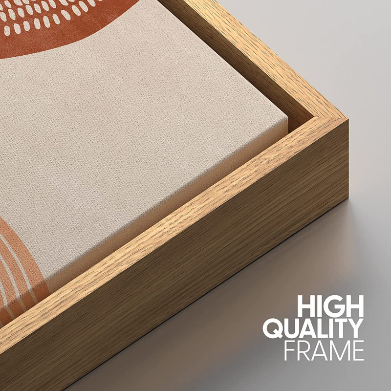 Mid Century Modern Boho Geometric Polygon Palm Leaf - 3 Piece Floater Frame Graphic Art Set on Canvas