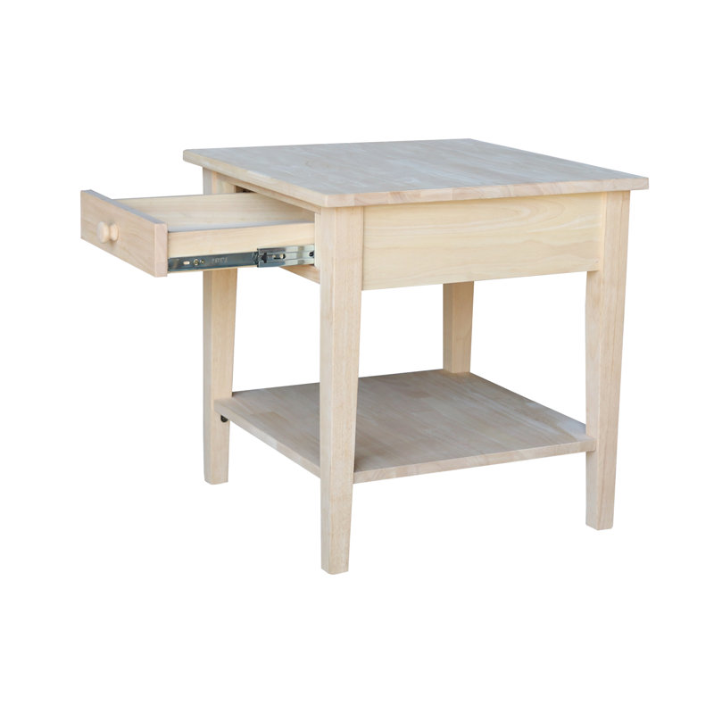 Tillar Solid Wood Top 1 End Table with Storage, Unfinished/Ready to Finish