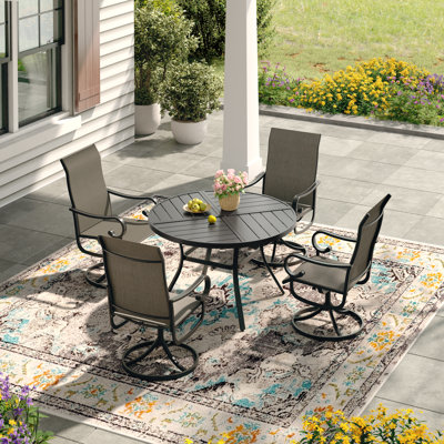 Ensemble repas d'extérieur pour 4 personnes avec chaises pivotantes 4 personnes