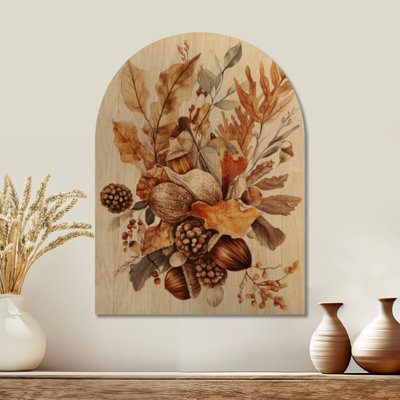 Forager's Acorn Collection I - Botanical Wooden Arched Wall Art