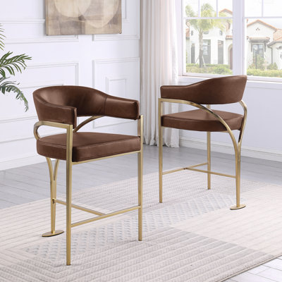 Leathaire Counterheight Chairs With Matte Chrome Frame