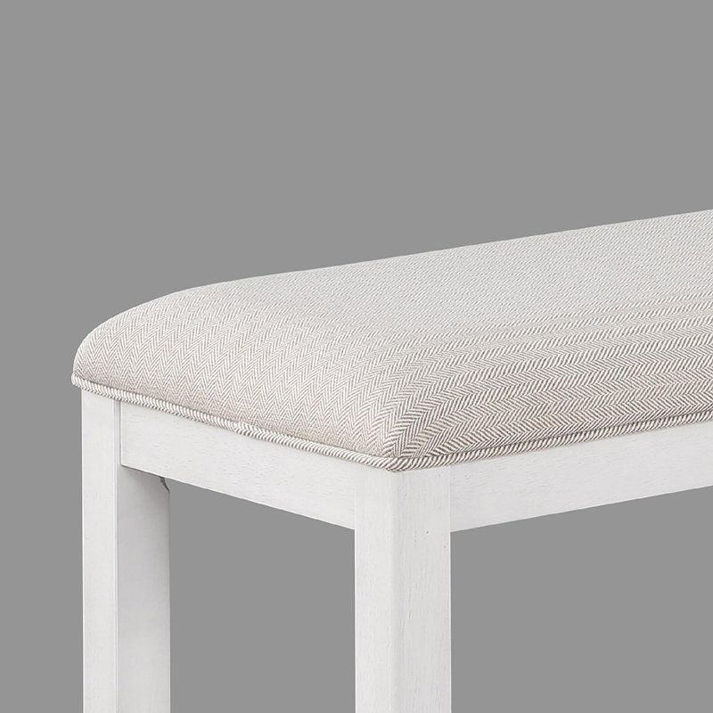 1Pc Transitional Fabric Upholstered Counter-Height Dining Bench, White