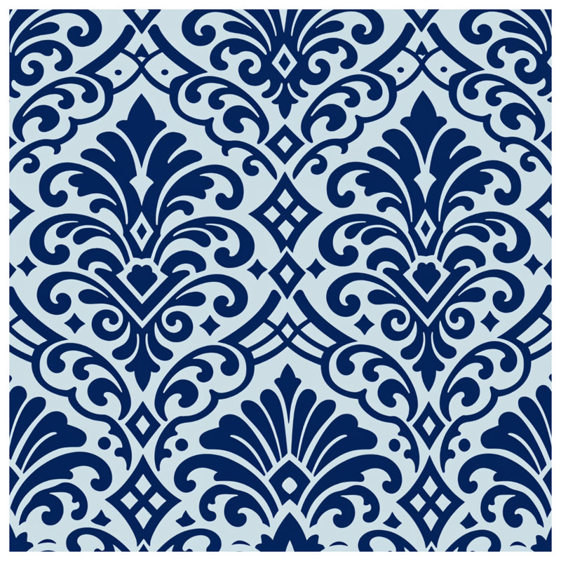 Coussins décoratifs bleus à motif damassé double face, 14 x 14 inches