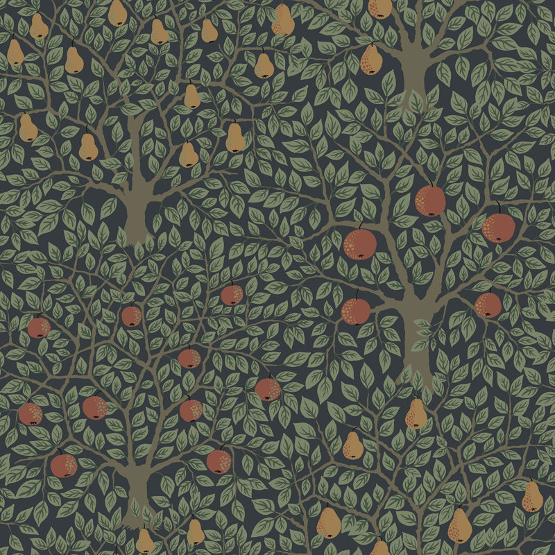 Bryanna 10.05m x 53cm Matte Wallpaper Roll, Black/Green