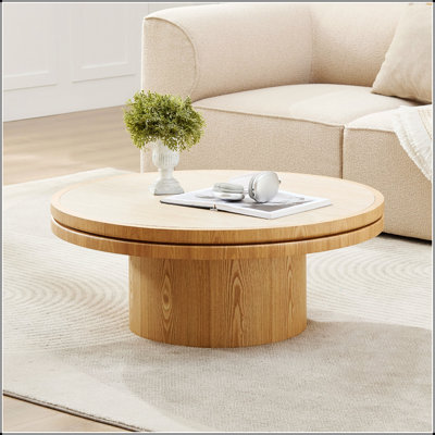 Table basse en pierre frittée de 35,43 pouces avec piédestal en panneau de fibres à densité moyenne robuste pour le salon, la chambre à coucher et la zone de réception, facile à assembler