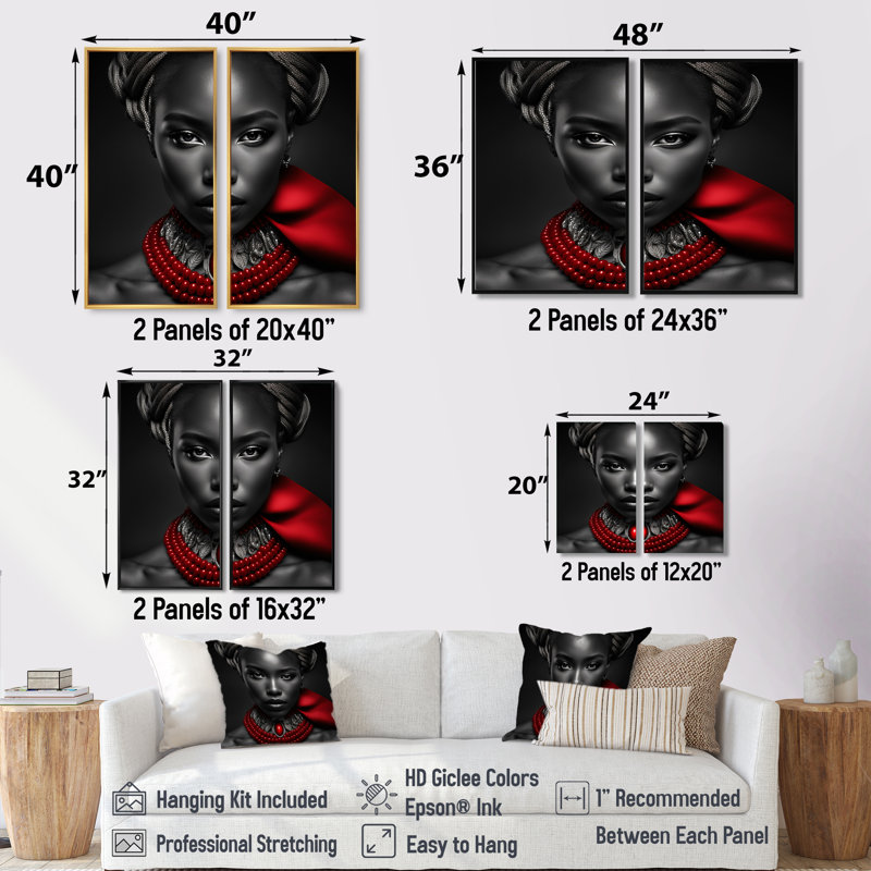 The Lady With The Red Ruby III - Glam Wall Art, 32" H x 32" W, Silver, Floater Framed Print