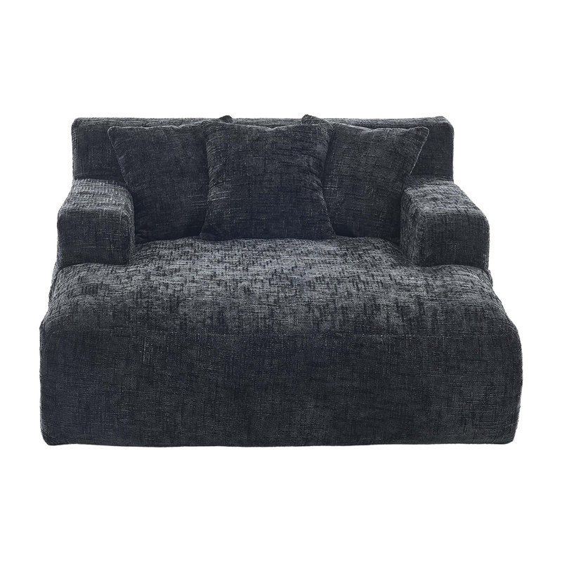 Canapé-lit en chenille avec trois coussins Chenille