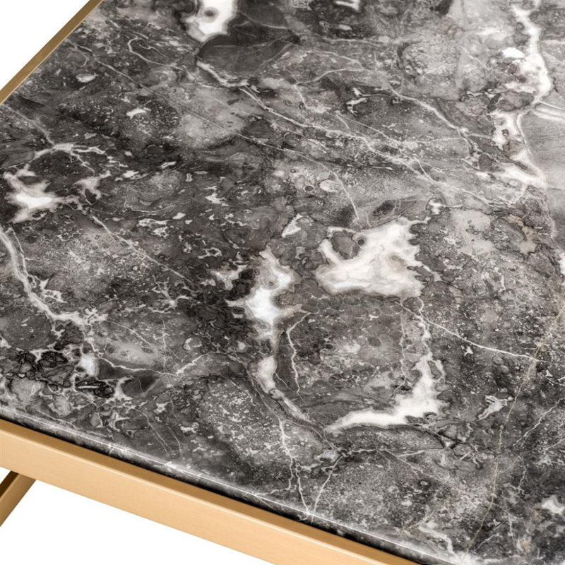 La Quinta End Table, Brass, Gray