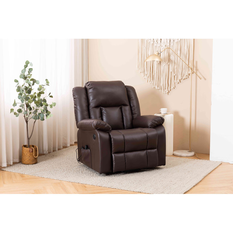 Fauteuil inclinable électrique en cuir Jesseca, Similicuir brun foncé