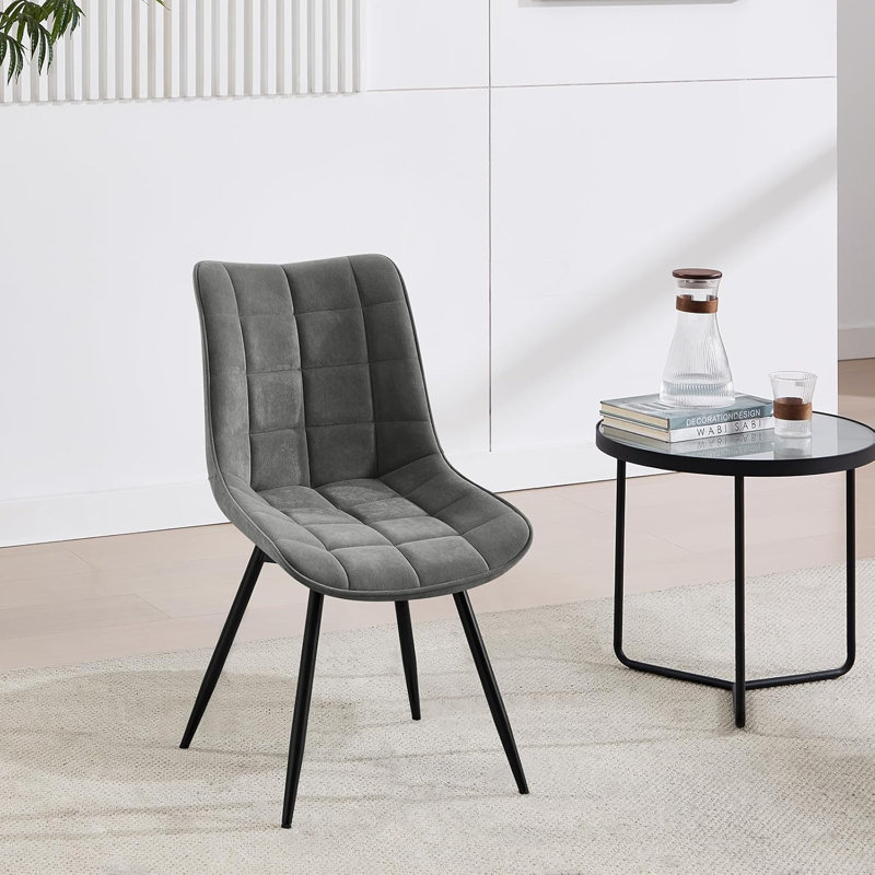 45.5cm H Velvet Upholstered Side Chair, Dark Grey