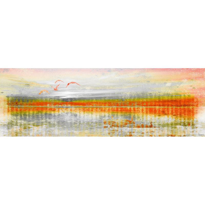 « linear oiseaux » par parvez taj,, reproduction d’art sur toile tendue, H 15 po x l 45 po