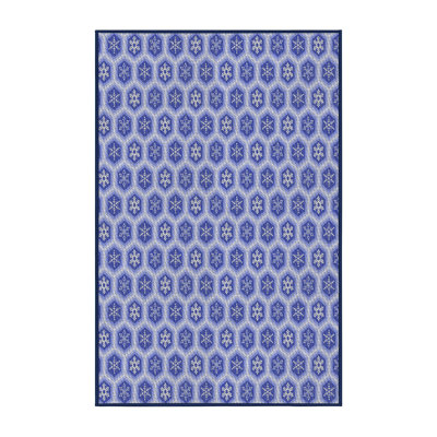 Bleu géométrique Tapis décoratif