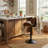 Adjustable Height Bar Stool, Swivel Upholstered Counter Stool with Bentwood, Barstool with Footrest-1430293740