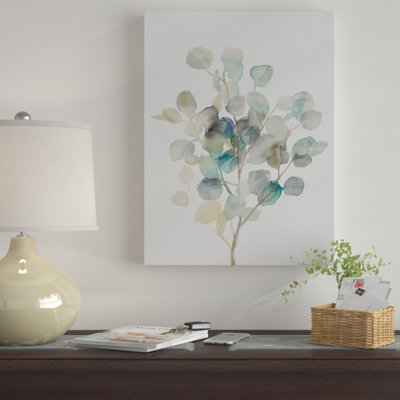 Wrapped Canvas Wall Art - Danhui Nai 'Eucalyptus III White' Wall Art for Living Room, Bedroom, or Office Décor - 18x24