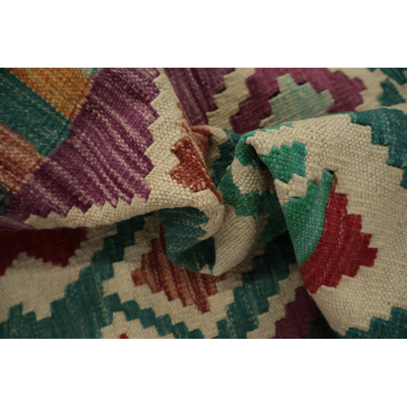 Tapis lumineux et audacieux kilim 3 x 10 parfait pour les couloirs
