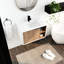 Meuble-lavabo de 30 po avec lavabo en céramique. Fixé au mur. Porte à fermeture en douceur. Apparence moderne en chêne imitation. Contreplaqué 30 po. Aspect chêne. Base