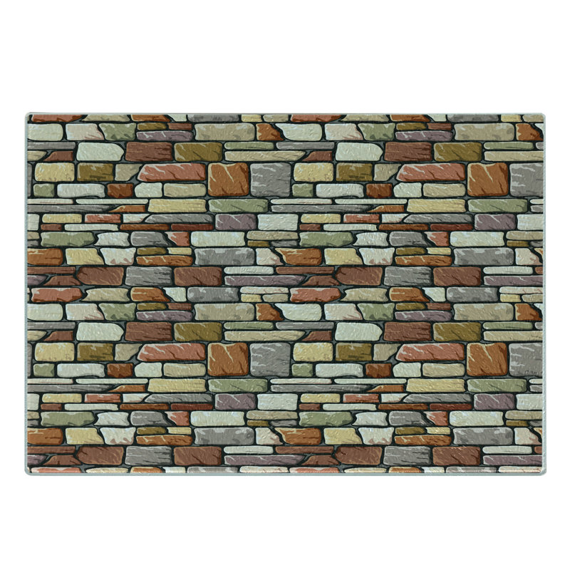 Ambesonne Grunge Tempered Glass Cutting Board Doodle Wall Pattern Multicolor