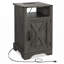 Table de chevet en bois rustique de style campagnard avec station de charge et prises électriques, grande table de chevet, gris foncé (2 ensembles) | Idée de cadeau-1287593236-1301674075