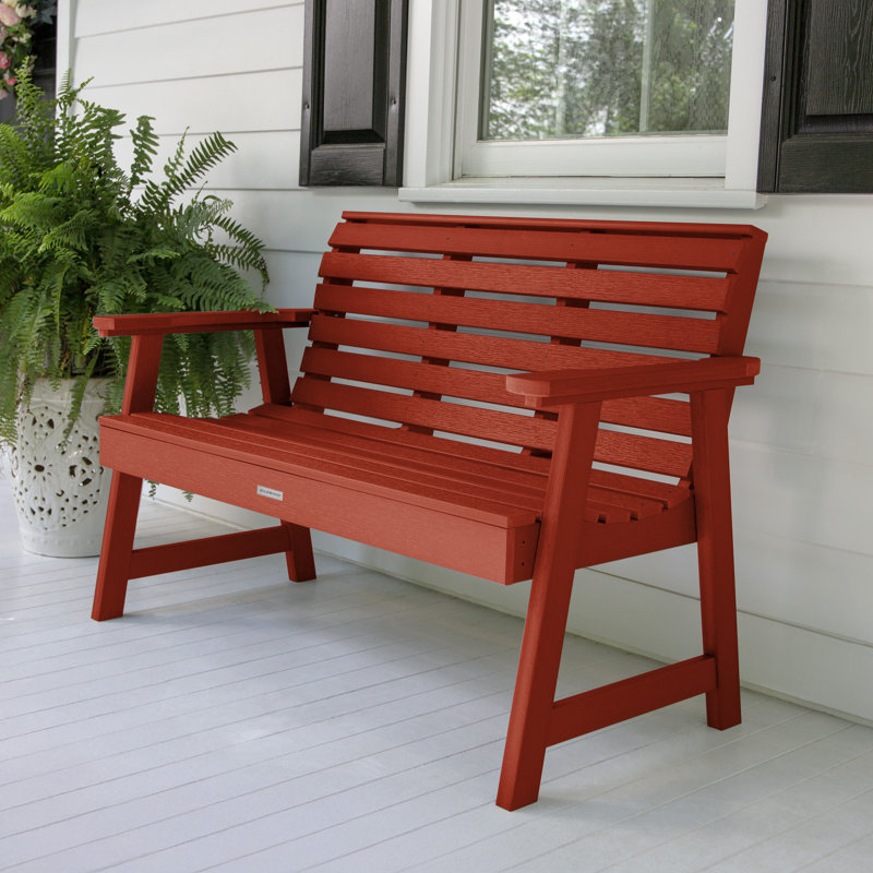 Banc de jardin en plastique Midwest, Rouge rustique, H 34 po x l 48,5 po x P 25 po