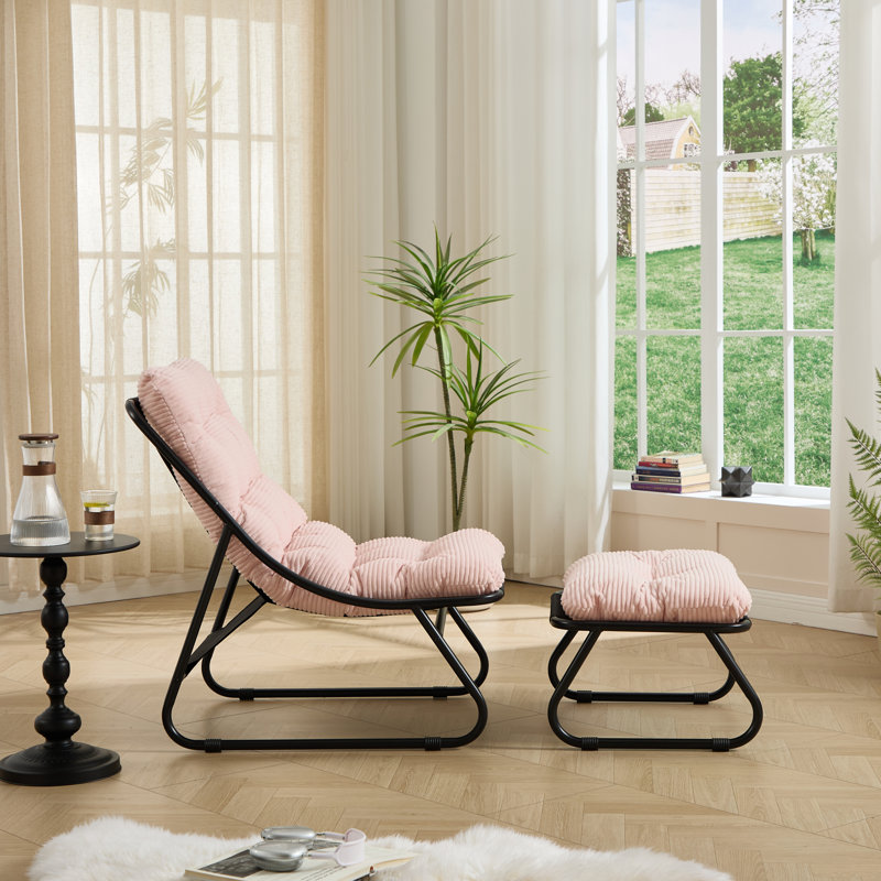 Fauteuil inclinable confortable avec coussin gonflable et repose-pieds Comfy, Rose, Noir