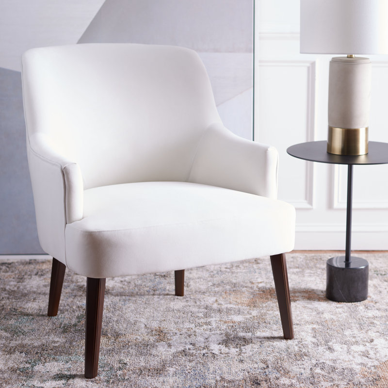 Lorenzana Velvet Armchair, White Polyester