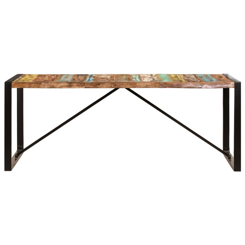 Powell Solid Wood Top Metal Base Dining Table, 75cm H x 100cm W x 200cm L