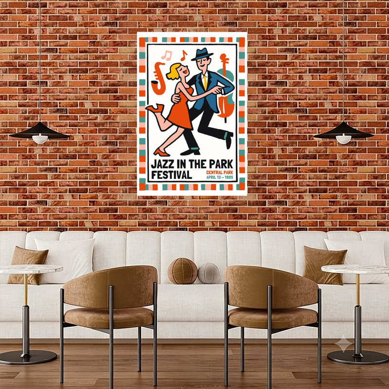 «Retro Jazz Festival», reproduction d'art rétro rétro, 48" H x 32" W