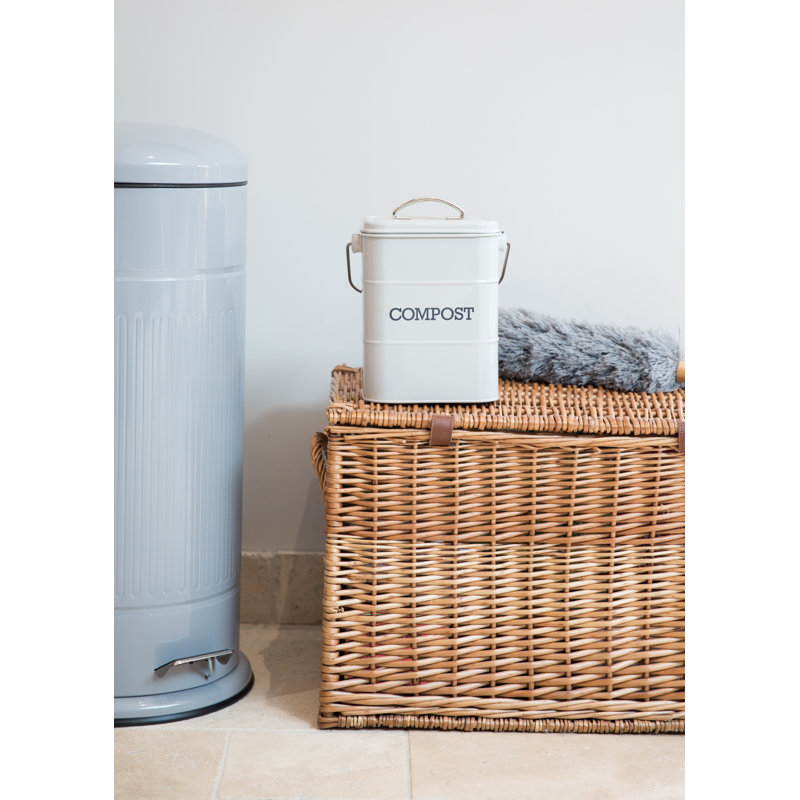 Living Nostalgia 3L Metal Compost Odor Resistant Indoor Compost Bucket, Grey